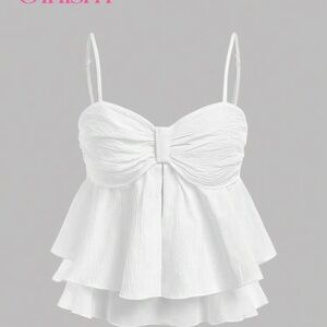 Elegant White Layered girls teen Top new sz 14